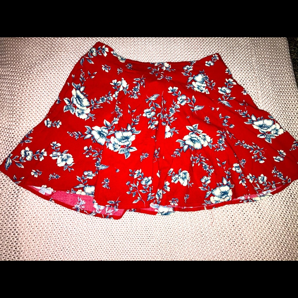 Red, floral skirt